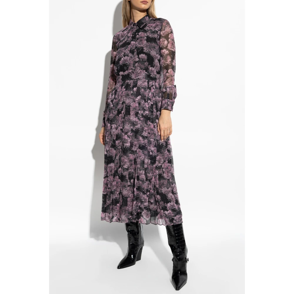 TORY BURCH Jurk met geplooide zoom Purple Dames
