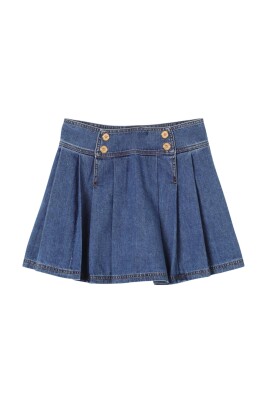 jupe-en-denim-plissee-bleue