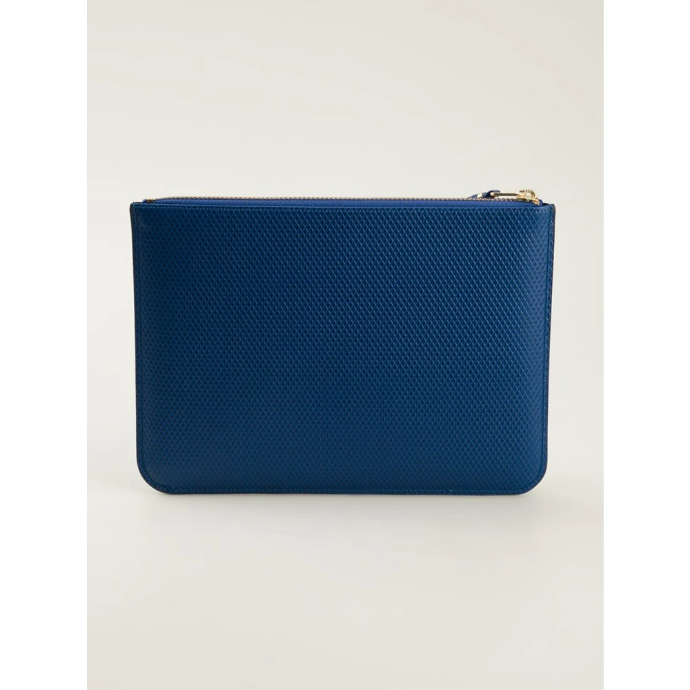 Comme des Garçons Blauwe leren luxe portemonnee met reliëf logo Blue Dames