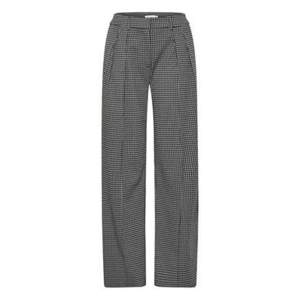 Ichi Houndstooth Broek Zwart Grijs | Freewear Black Dames