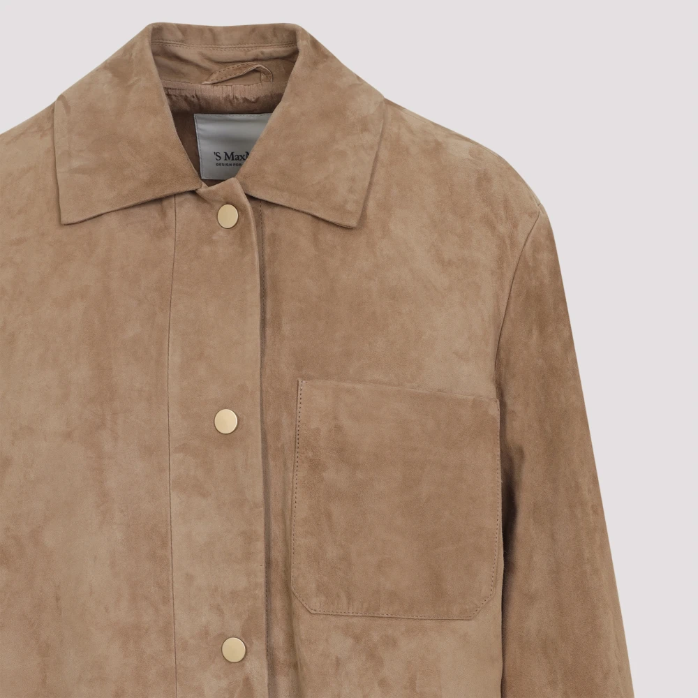 Max Mara Lente Suède Overhemdjasje Brown Dames