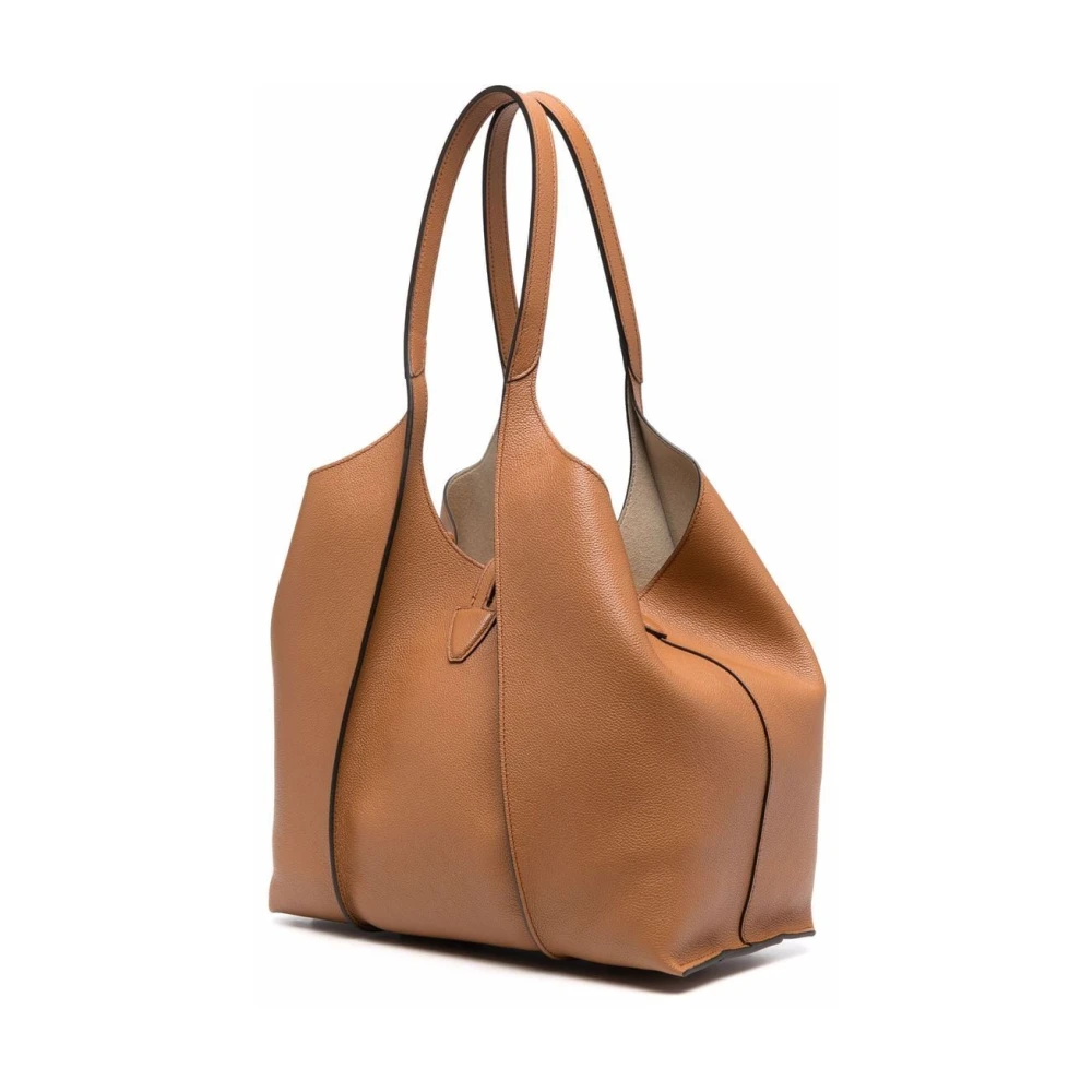 TOD'S Bruine leren T-logo tote bag Brown Dames