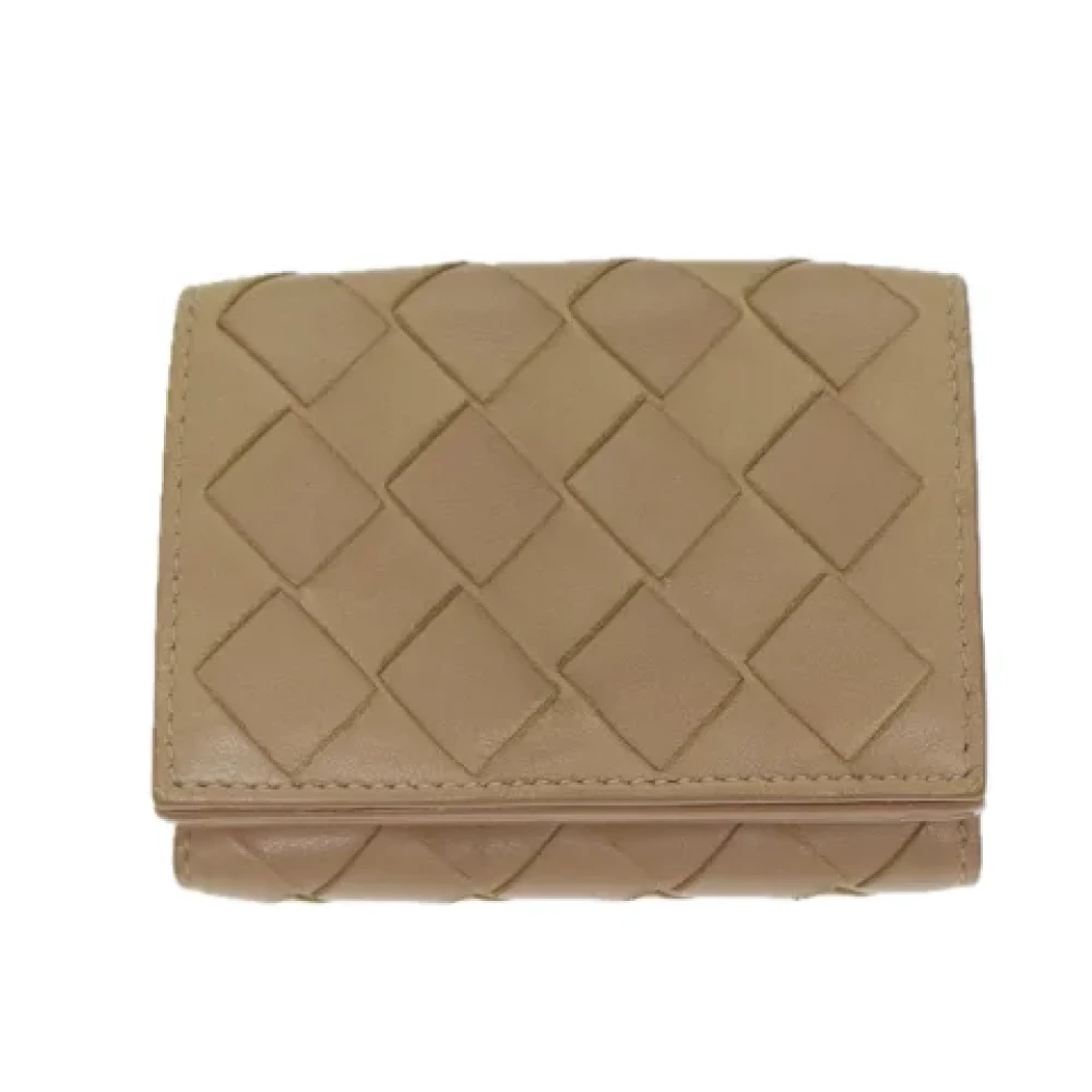 Bottega Veneta Vintage Pre-owned Leather wallets Beige Dames