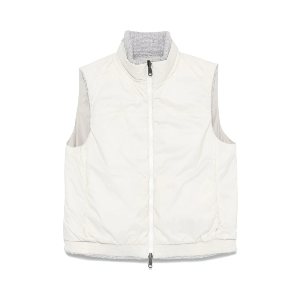 BRUNELLO CUCINELLI Omkeerbaar Gewatteerd Gilet Wit-Grijs White Dames