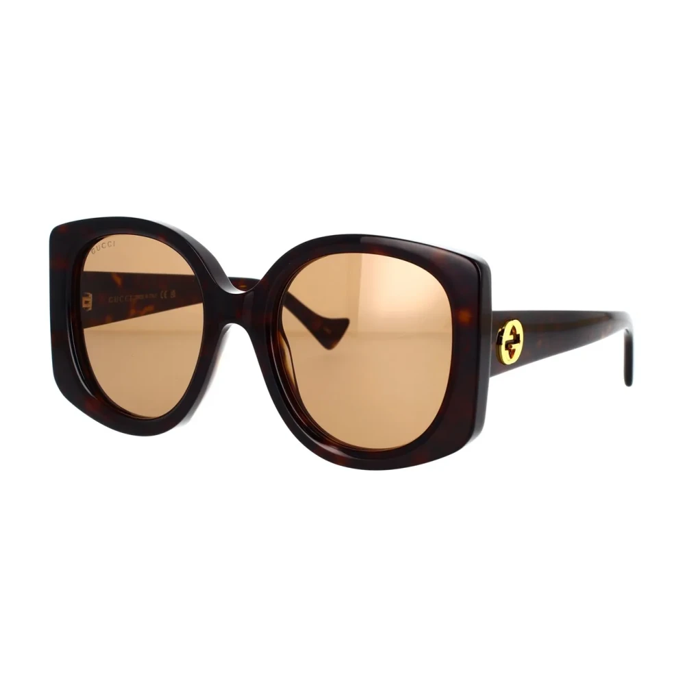 Gucci Women's Brown Sunglasses,, Square Oversized Sunglasses With Metal Logo Medium