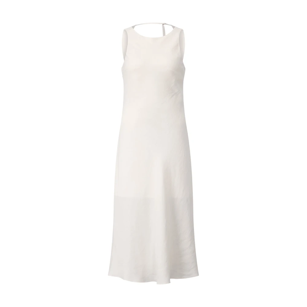 PATRIZIA PEPE Linnen Midi Jurk met Cut-Out White Dames