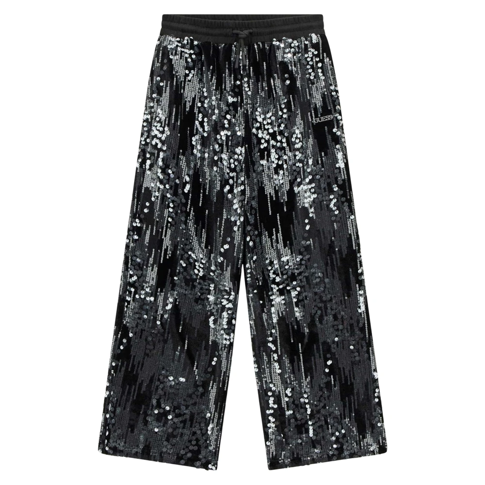 Guess Unisex Kids Black Sequin Wide Leg Trousers In - Trousers - 8 Y - Kids