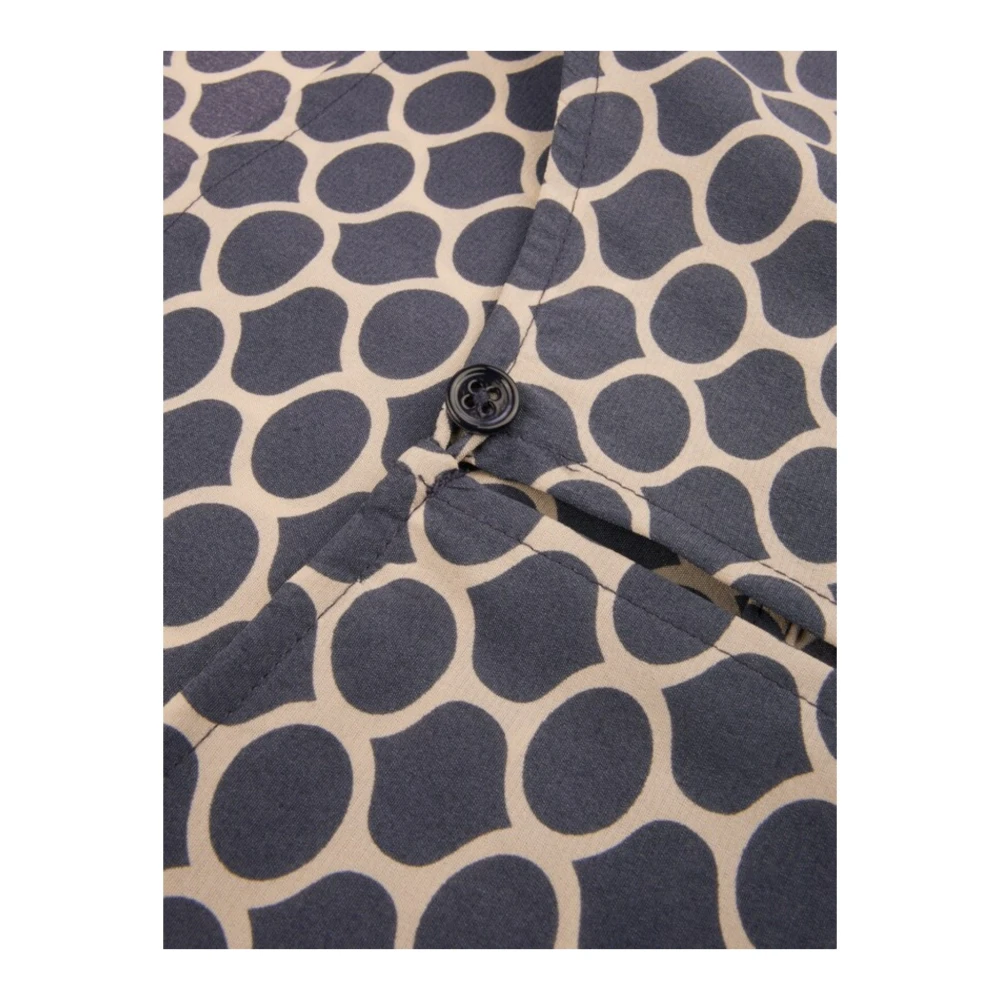 Stenströms Zijden patroonblouse met korte mouwen Blue Dames