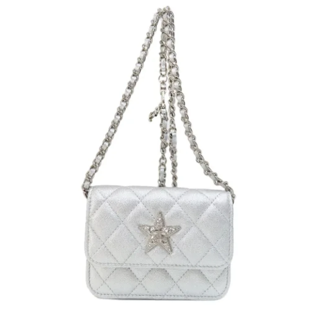 Chanel Vintage Pre-owned Leather chanel-bags Gray Dames