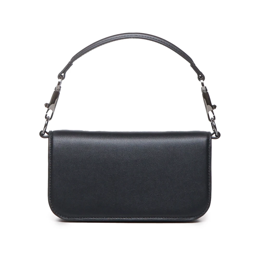 Valentino Garavani Zwarte leren schoudertas met ketting Black Dames