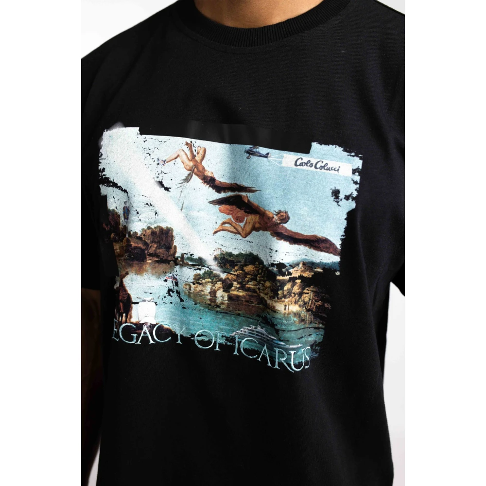 carlo colucci Icarius Heren T-Shirt Zwart Black Heren