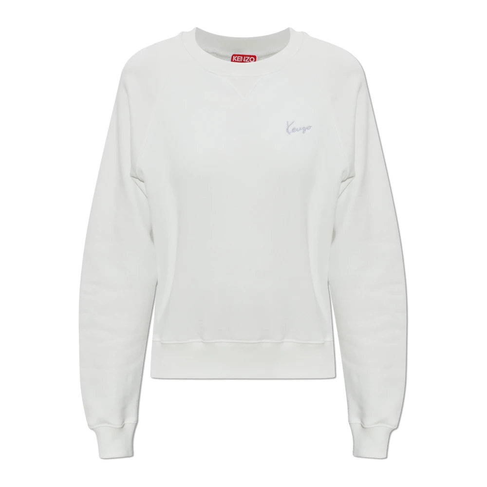 Kenzo Kvinno Vit Sweatshirts & Hoodies Dam, Xs, Bomull, Logo Sweatshirt