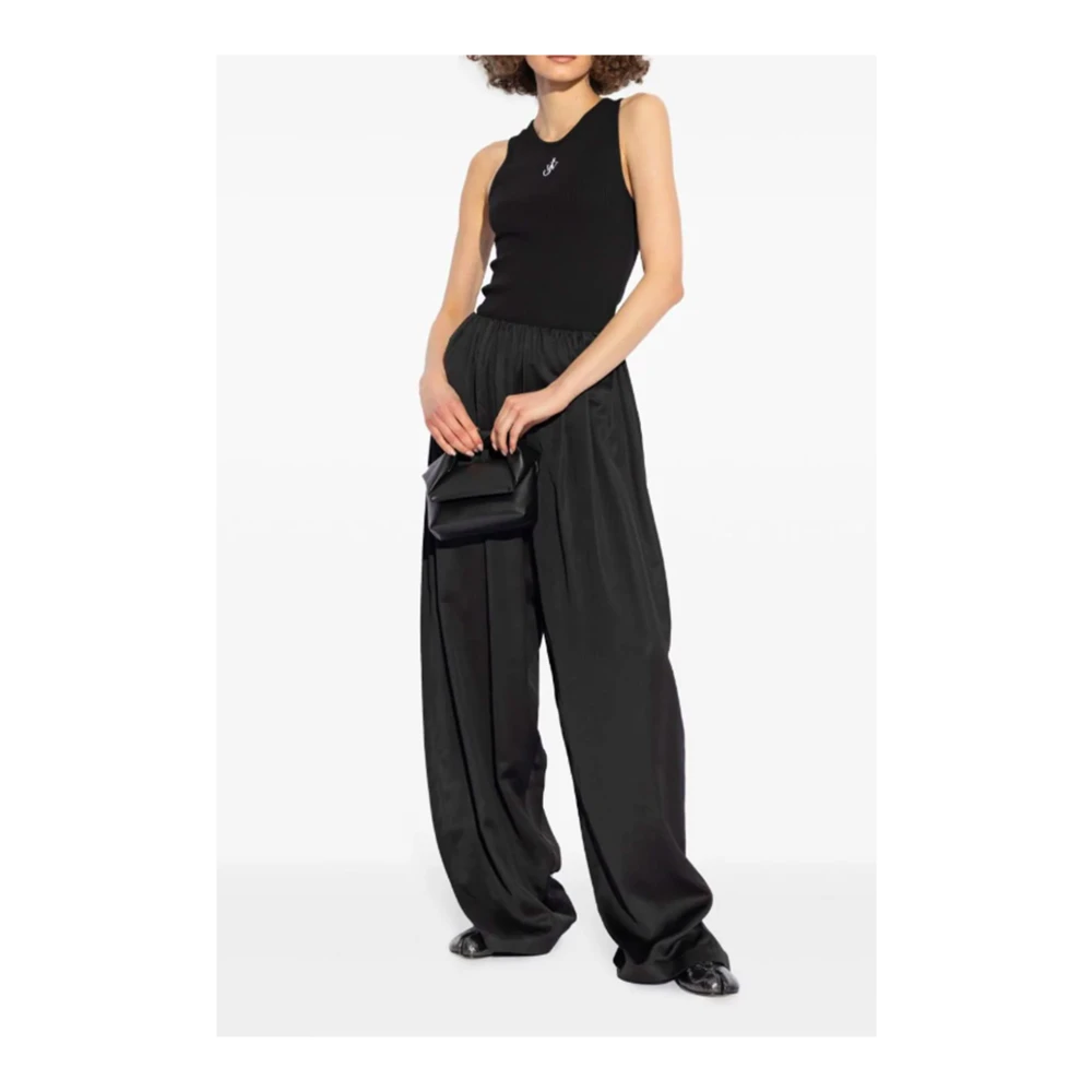 JW Anderson Zwart Geborduurd Anker Logo Tanktop Black Dames