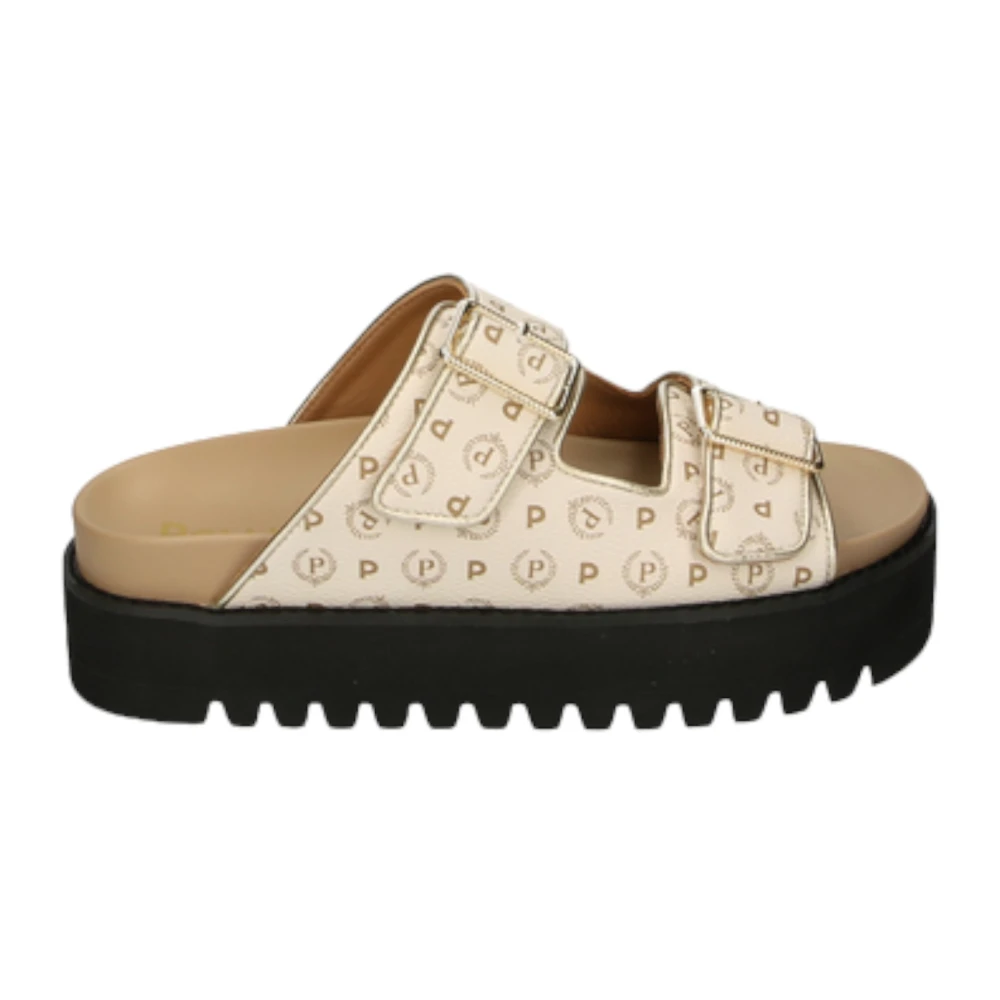 Pollini Women's Beige Sliders, 6 Uk, Synthetic Leather Slippers