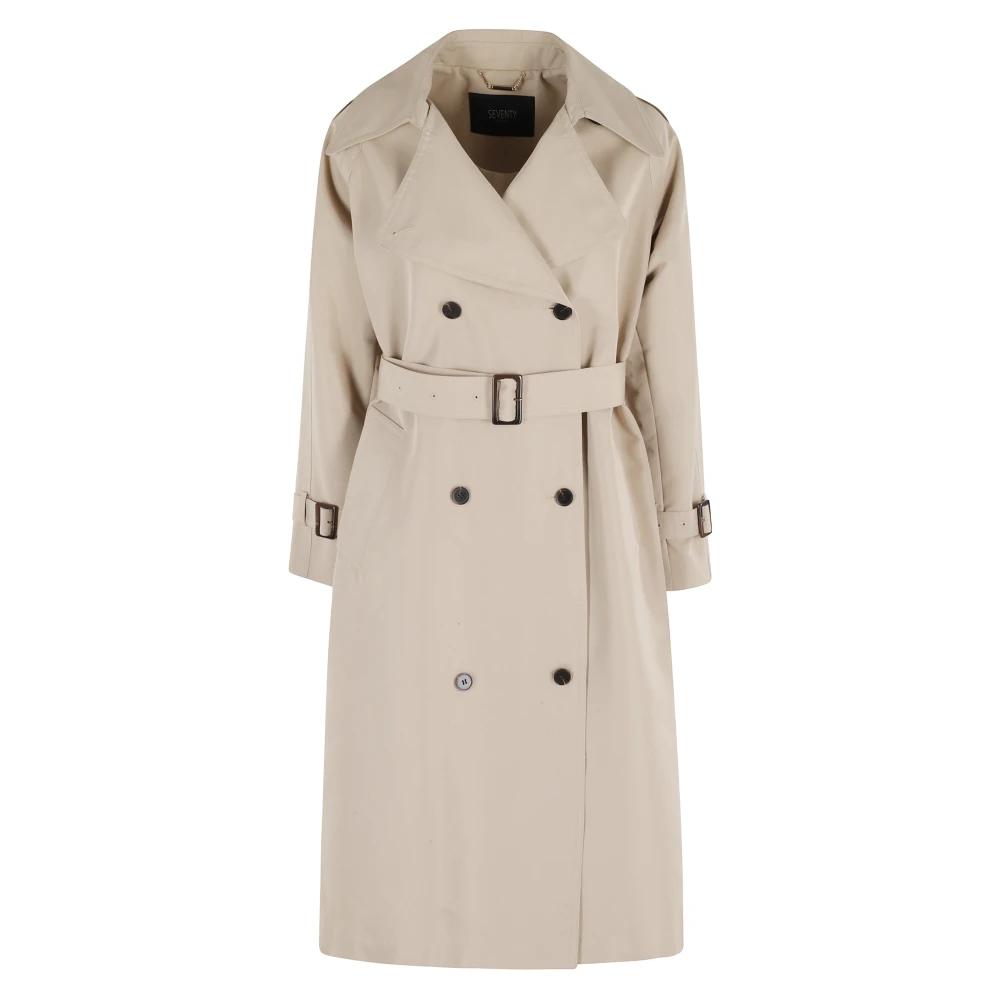 Seventy Women's Beige Double-Breasted Trench Coat - Trench Coats - M - Coats
