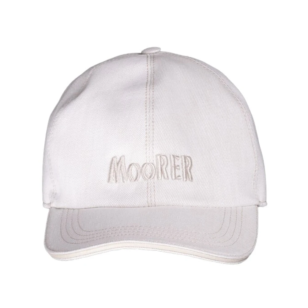 Moorer Unisex Beige Hats & Caps, S, Ecru Denim Baseball Cap With 3D Logo