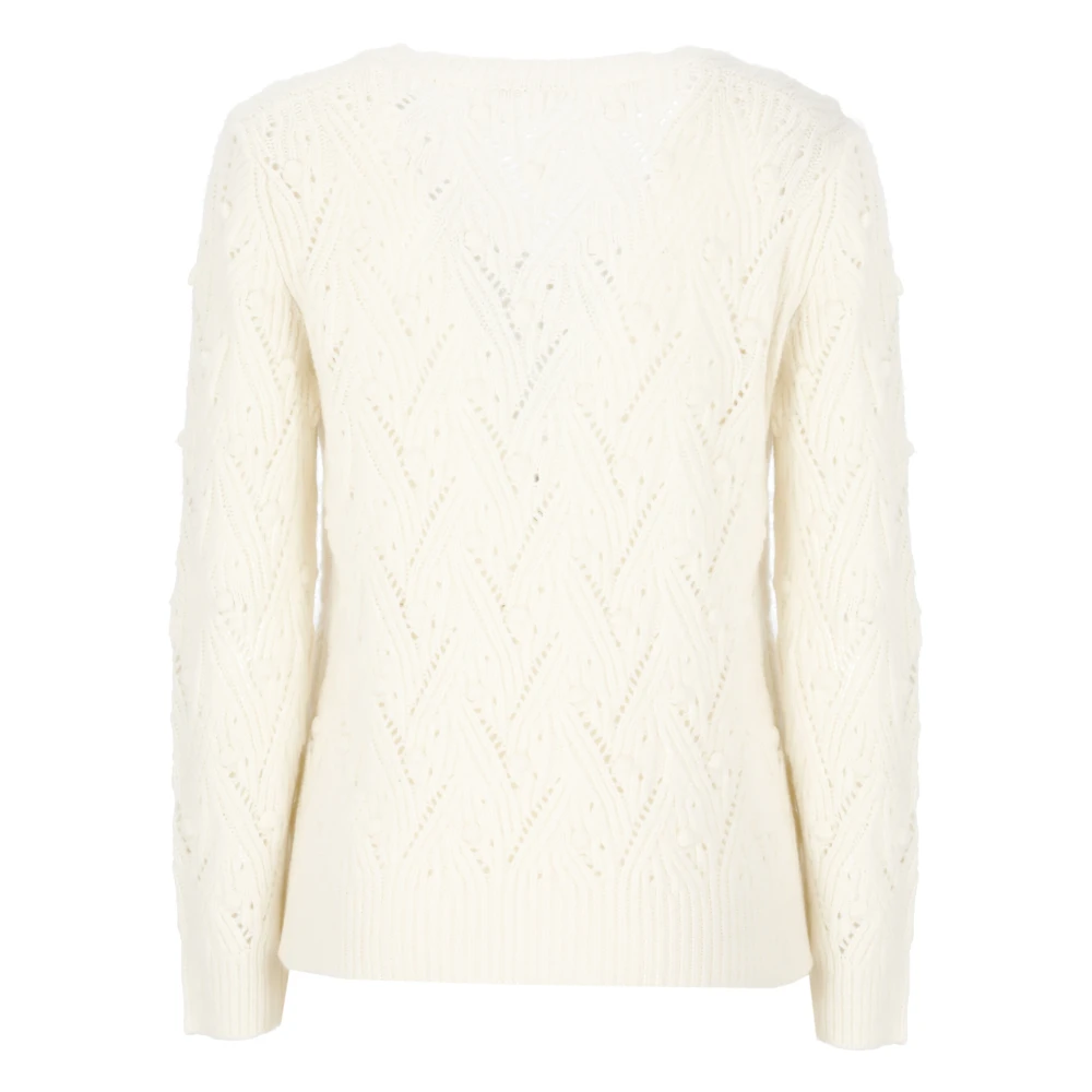 Kangra Witte Kasjmier V-Hals Trui White Dames