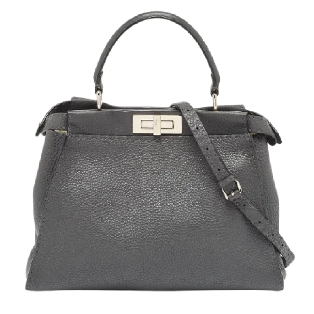 Fendi Vintage Pre-owned Leather handbags Gray Dames