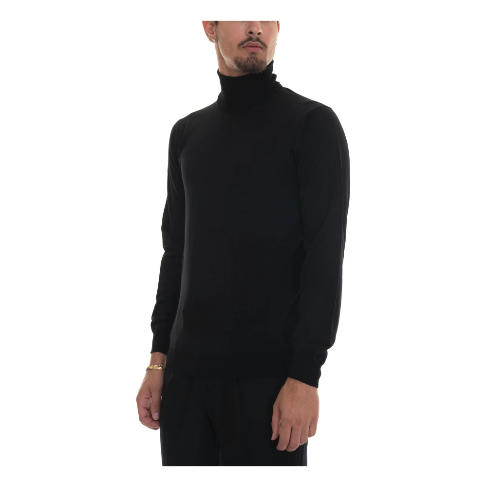Hindustrie Merino Wol V-hals Pullover Slim Fit Black Heren
