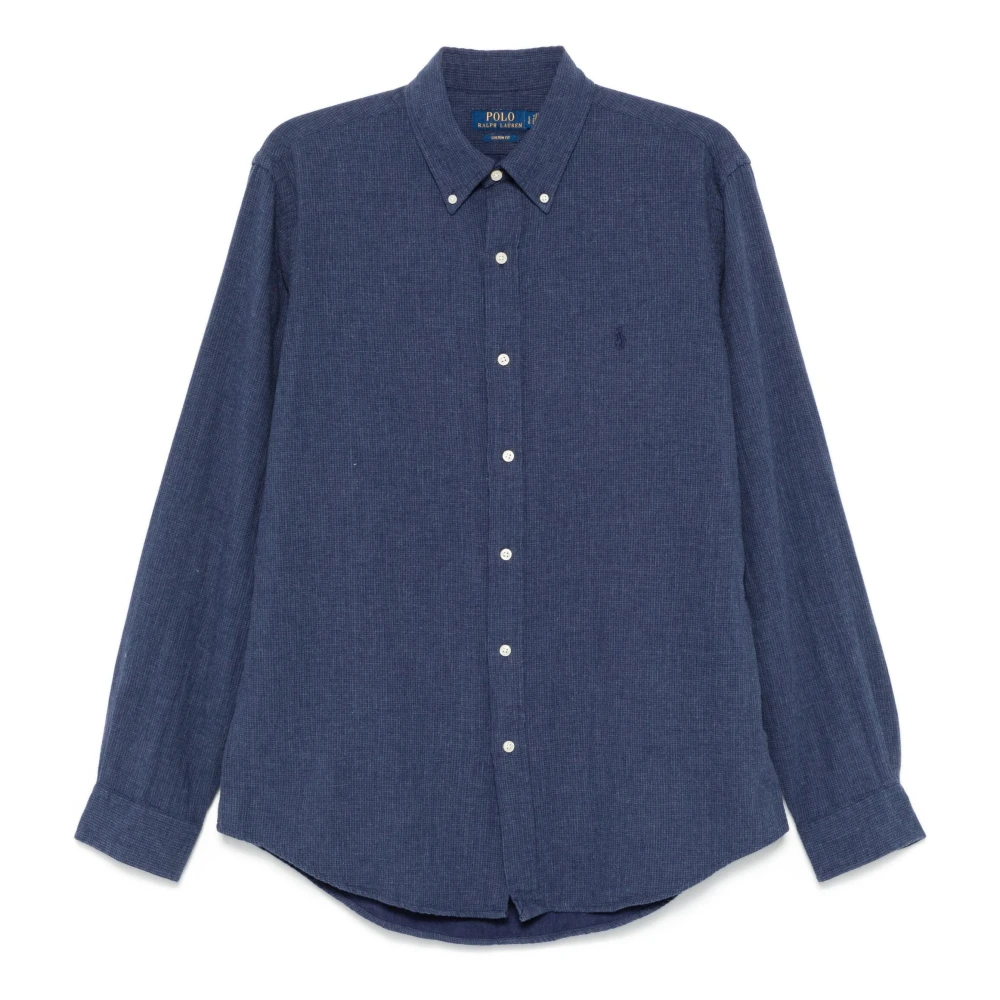 Polo Ralph Lauren Geborduurd Katoenen Overhemd Blue Heren