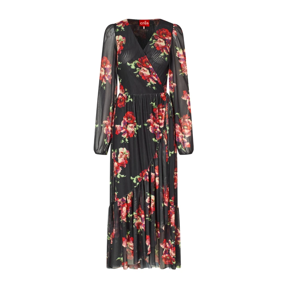 Cras Elegante Winter Floral Wrap Jurk Multicolor Dames