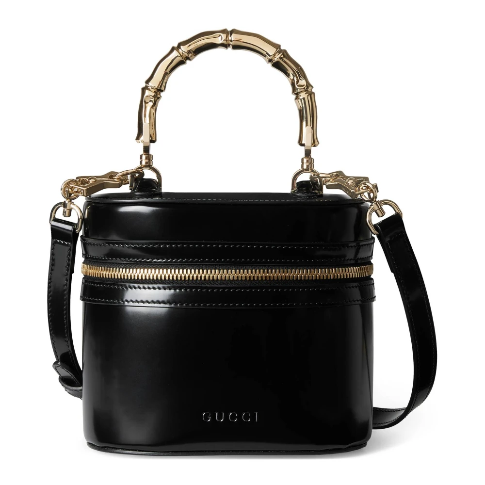 Gucci Vrouw Zwart Tassen Dames, One Size, Leer, Mini Vanity Bag