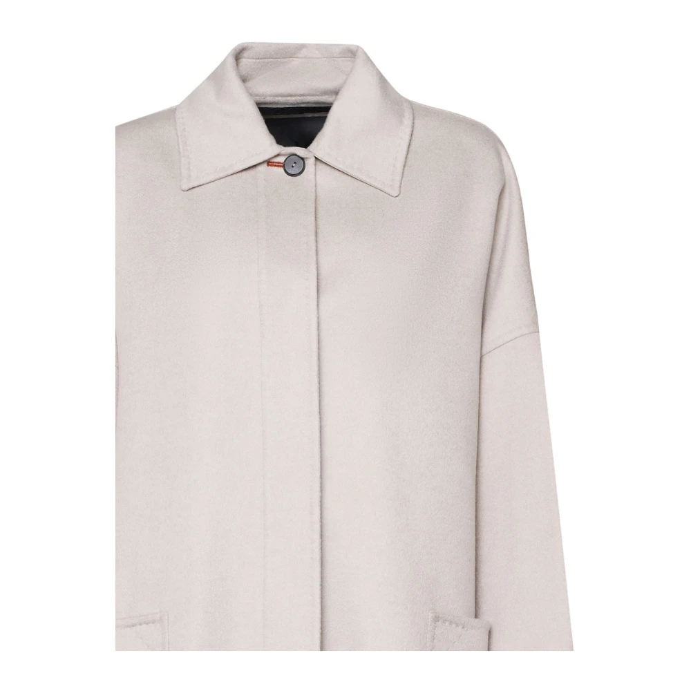 Max Mara Beige Mantel met Overhemdkraag Beige Dames