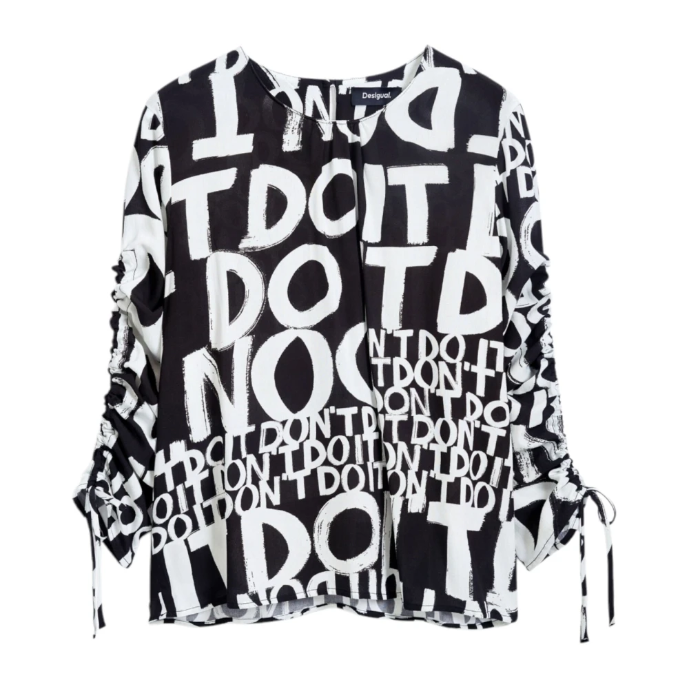 Desigual Women's Black Blouses,, Spring/Summer Long Sleeved Blouse Medium