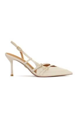 Läder slingback pumps dekorerade med ränder