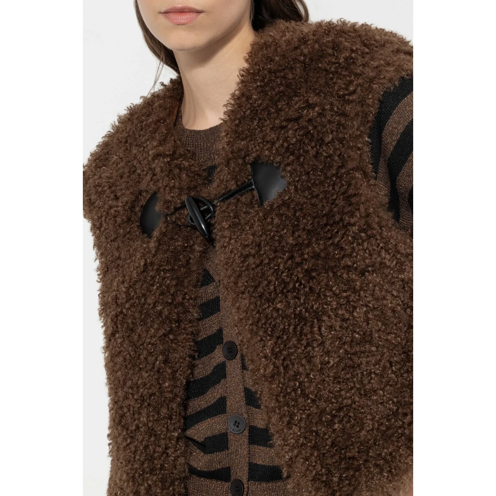 LUISA CERANO Imitatiebont Vest met Decoratieve Sluiting Brown Dames