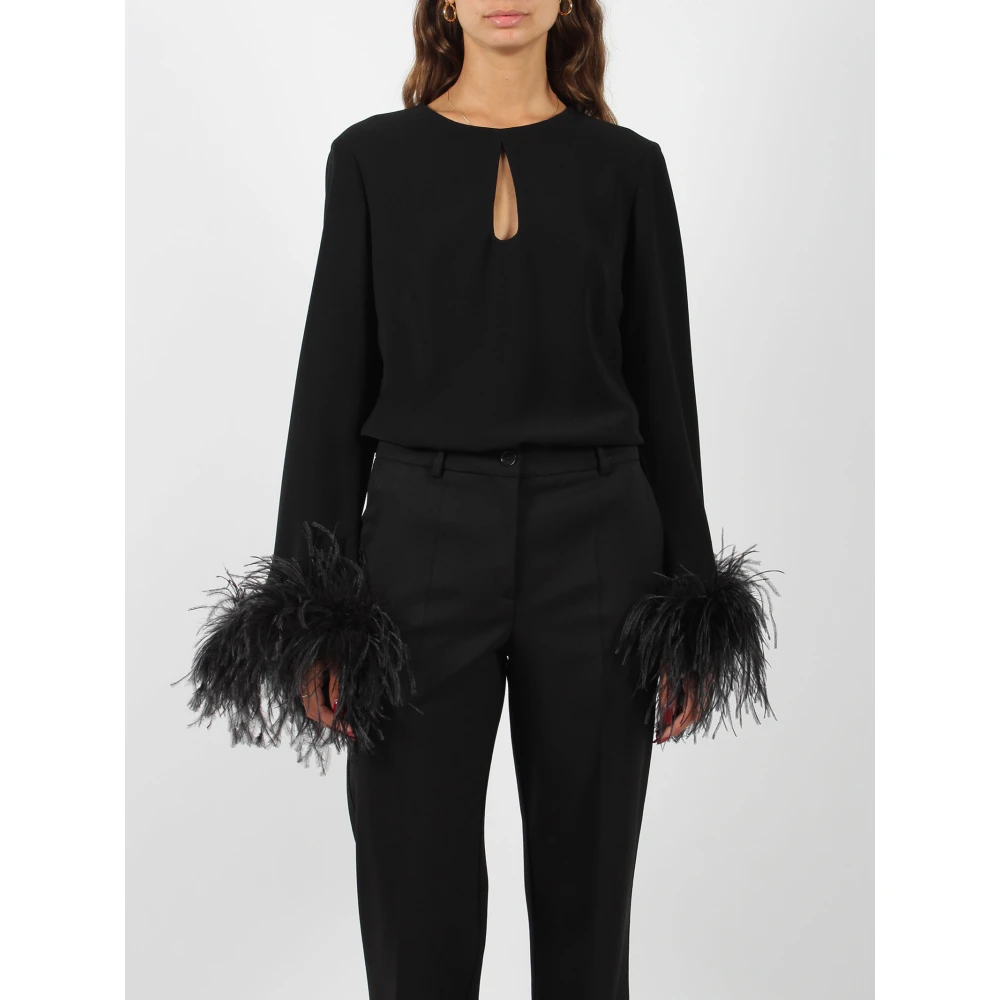 P.a.r.o.s.h. Veren Poker Blouse met Drop Halslijn Black Dames