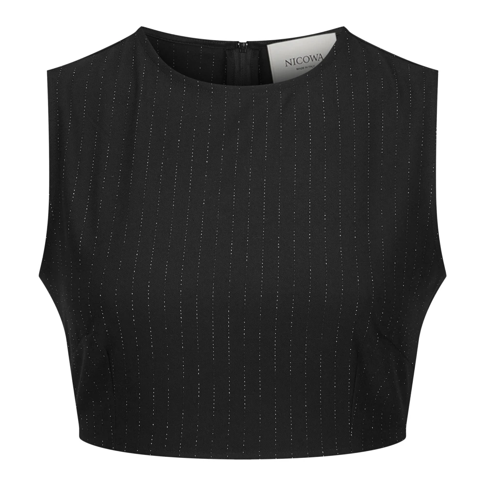 Nicowa Op maat gemaakte Top Lowica Twill Rits Achterkant Black Dames