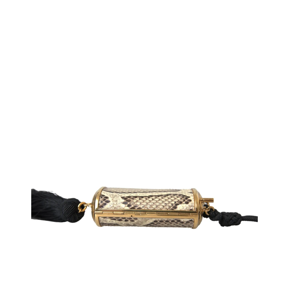 Dolce & Gabbana Python Leren Mini Spiegel Kwast Tas Beige Dames