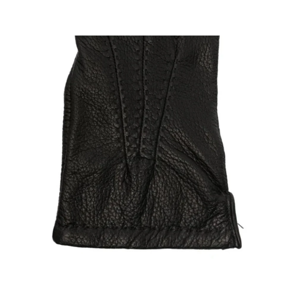 Orciani Heren Leren Handschoenen met Wol en Kasjmier Voering Black Heren