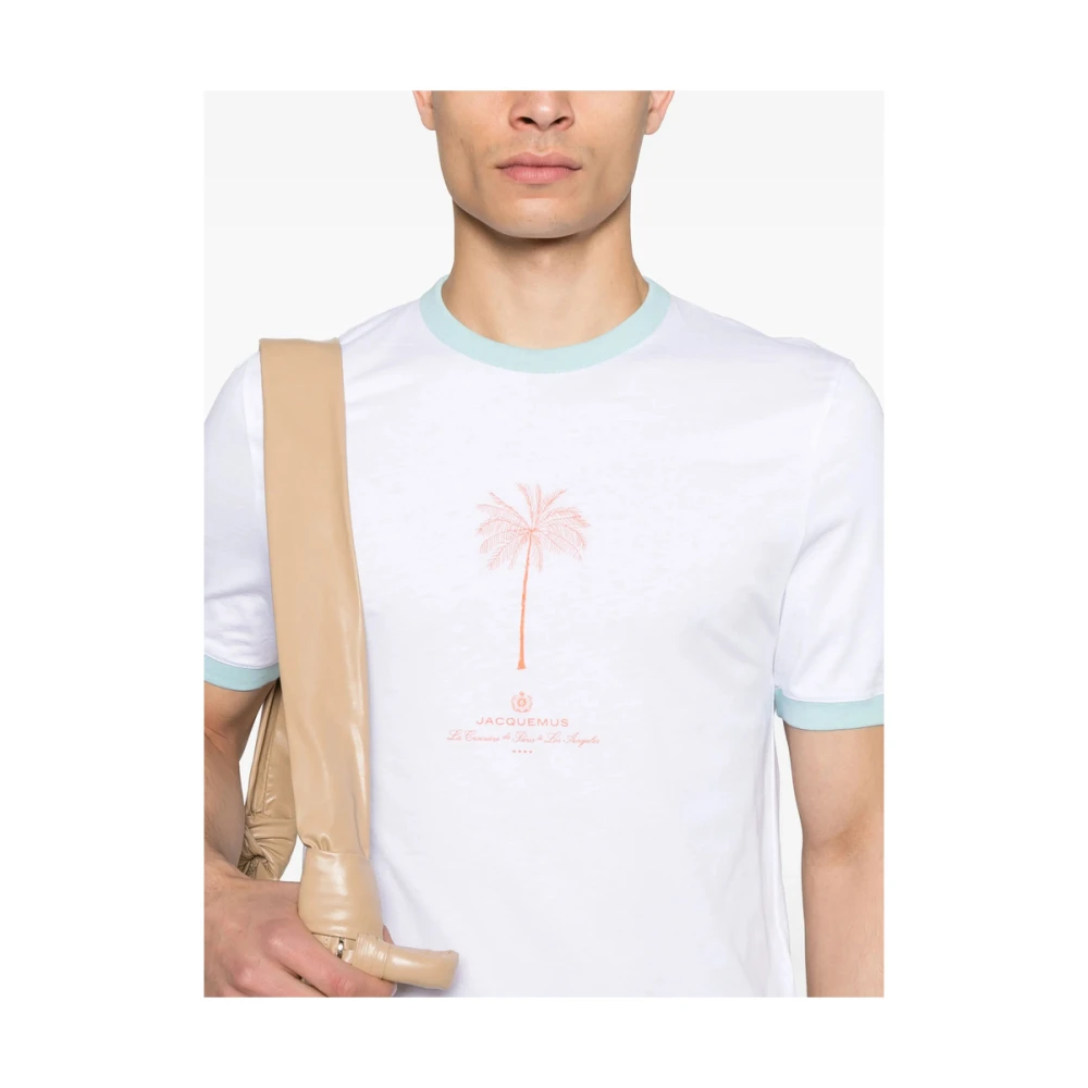 Jacquemus Witte Logo Print Korte Mouw Tee White Heren