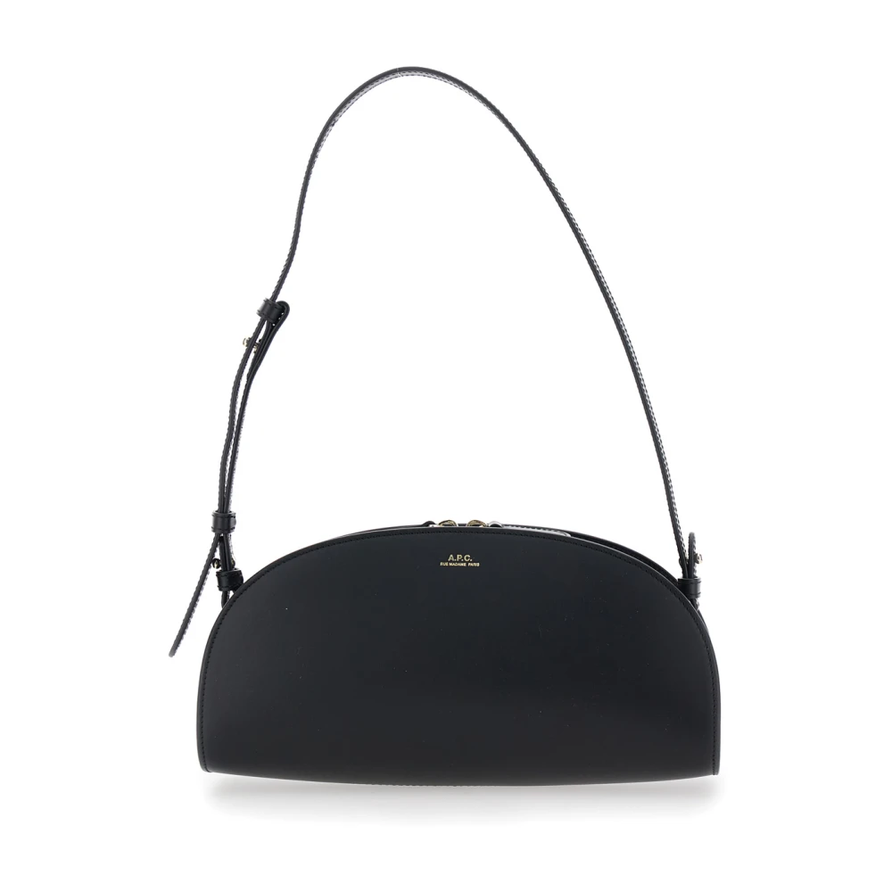 A.p.c. Zwarte schoudertas met reliëflogo Black Dames