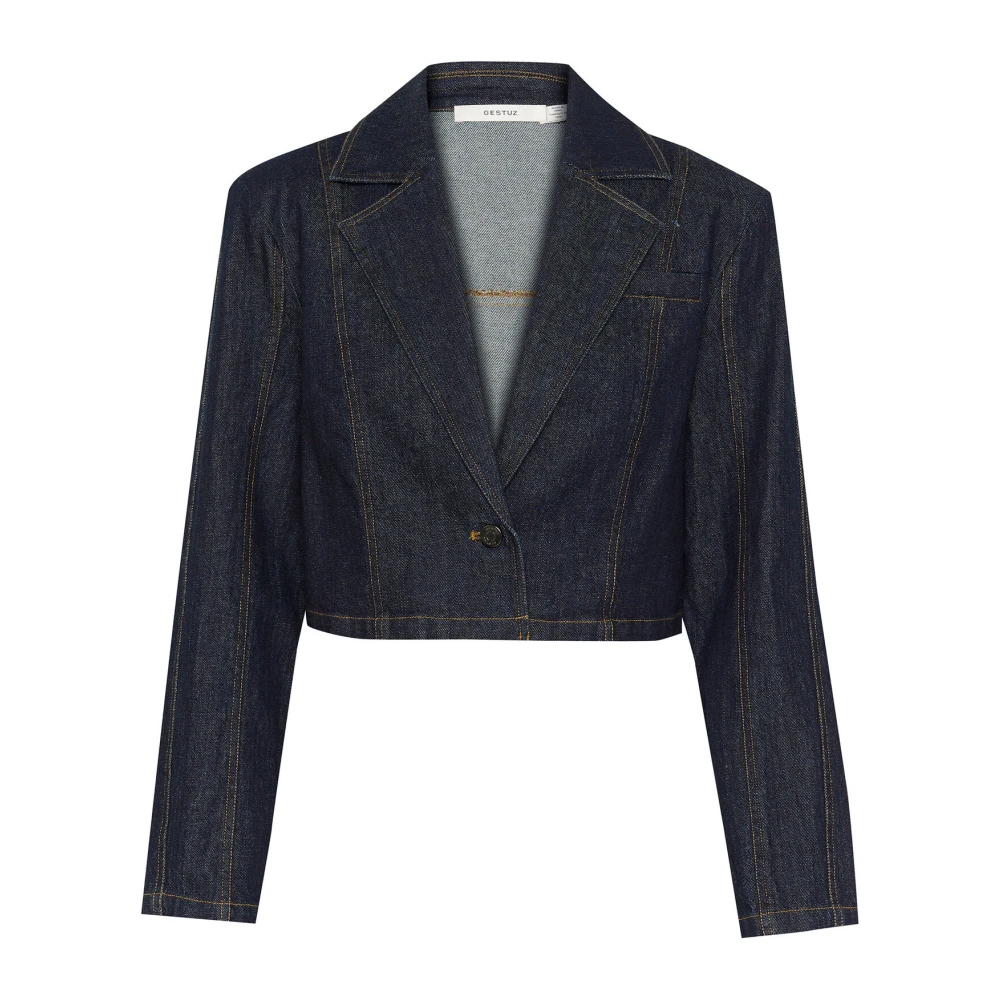 Gestuz Cropped Kort Jas Blue Dames