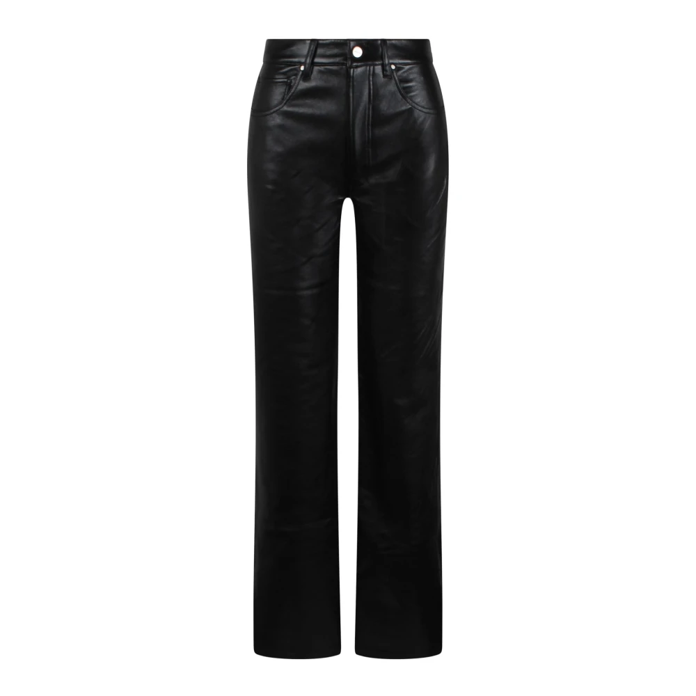 Anine Bing Wijde Leren Broek Black Dames