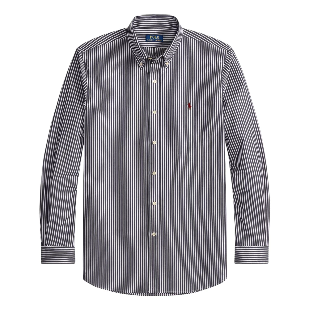 Ralph Lauren Men's Blue Custom Fit Stripe Poplin Shirt - Casual Shirts - L - Shirts