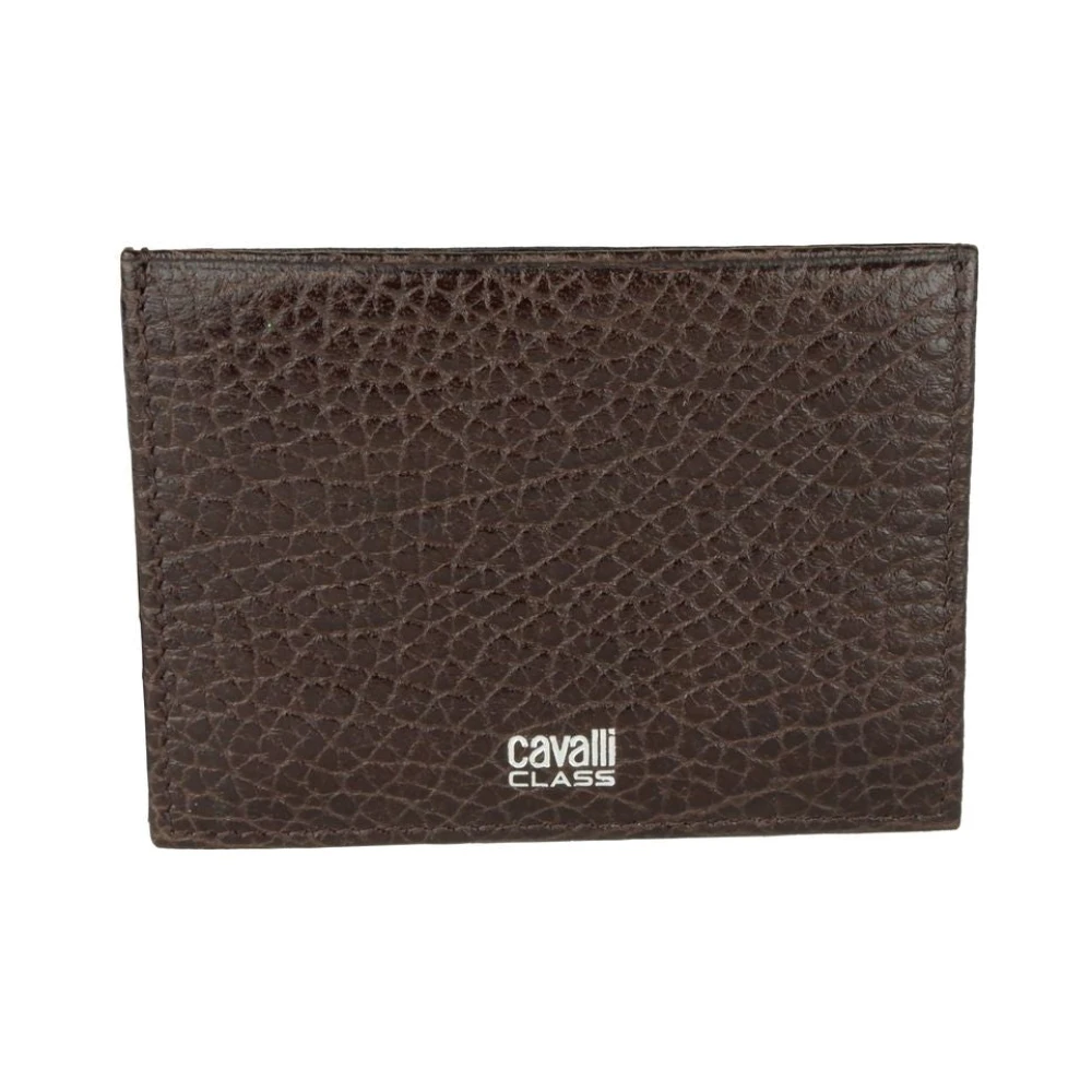 Cavalli Class Elegante Leren Kaarthouder in Bruin Zwart Brown Heren