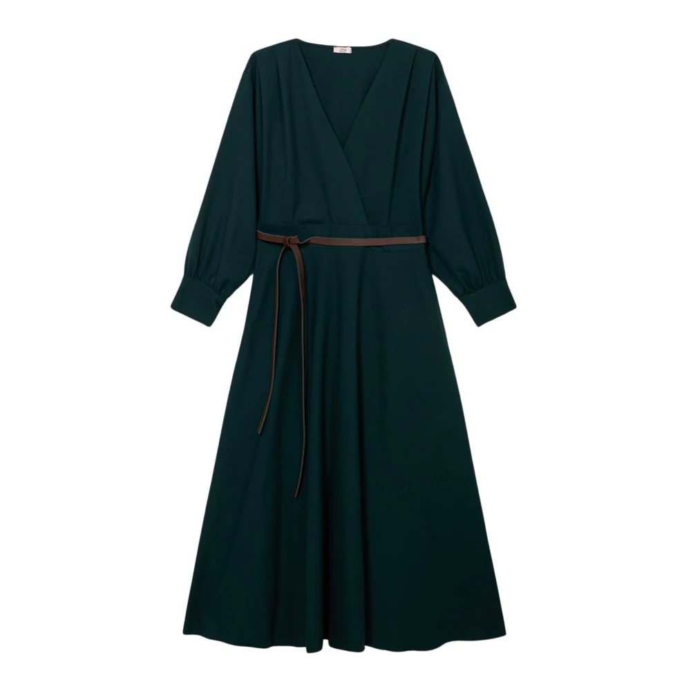 Oltre Grön Utsvängd Klänning Med Bälte