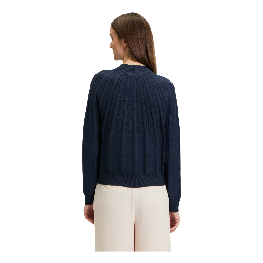 Betty & Co Gebreide trui met opstaande kraag Blue Dames