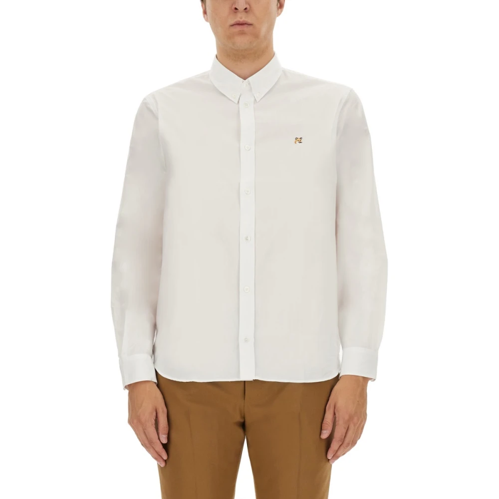 Maison Kitsuné Vos Patch Casual Overhemd White Heren