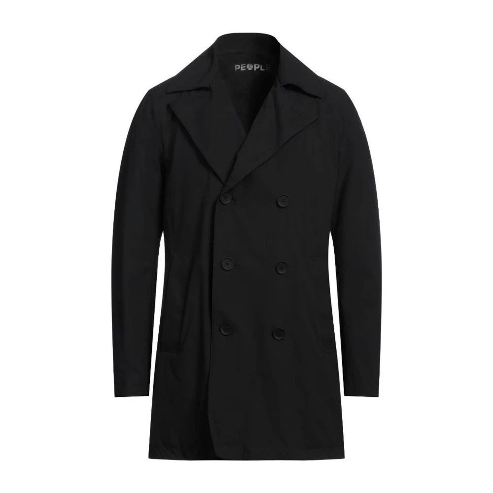 People of Shibuya Zwarte technische trenchcoat met zakken Black Heren
