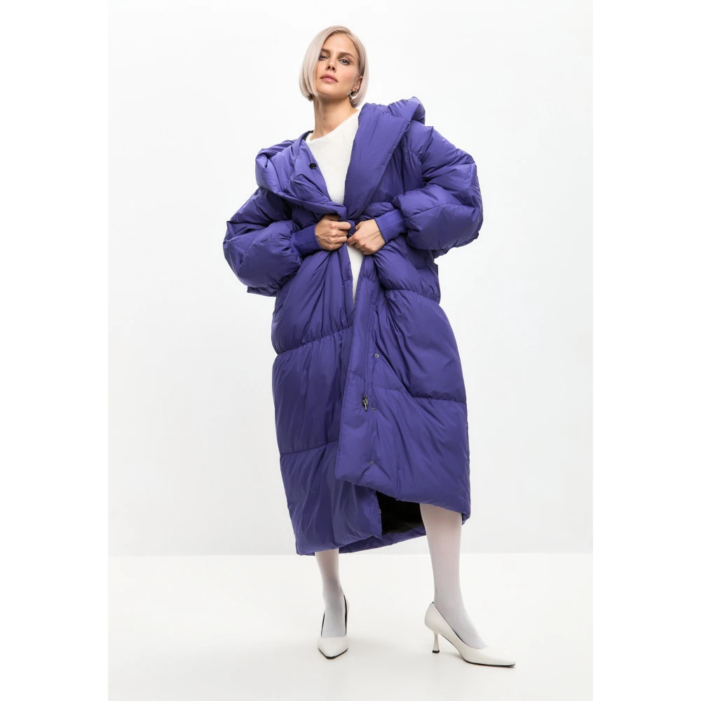 Cesare Gaspari Oversized Puffer Coat Violet Purple Dames