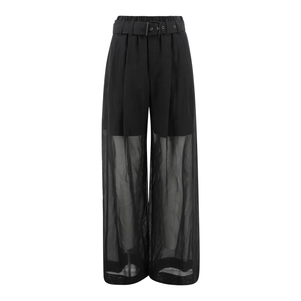BRUNELLO CUCINELLI Zwarte katoenen sportbroek met transparant detail Black Dames