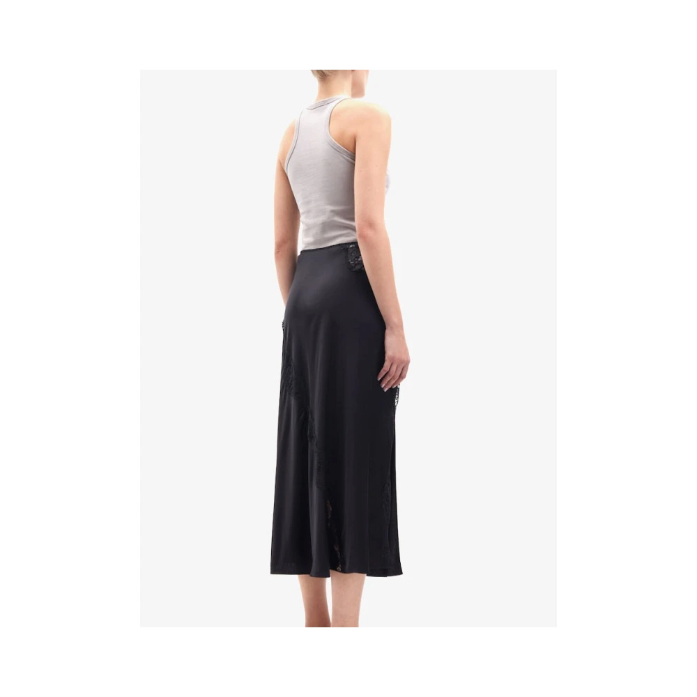 Samsøe Sachic Satijnen Kant Midi Rok Black Dames