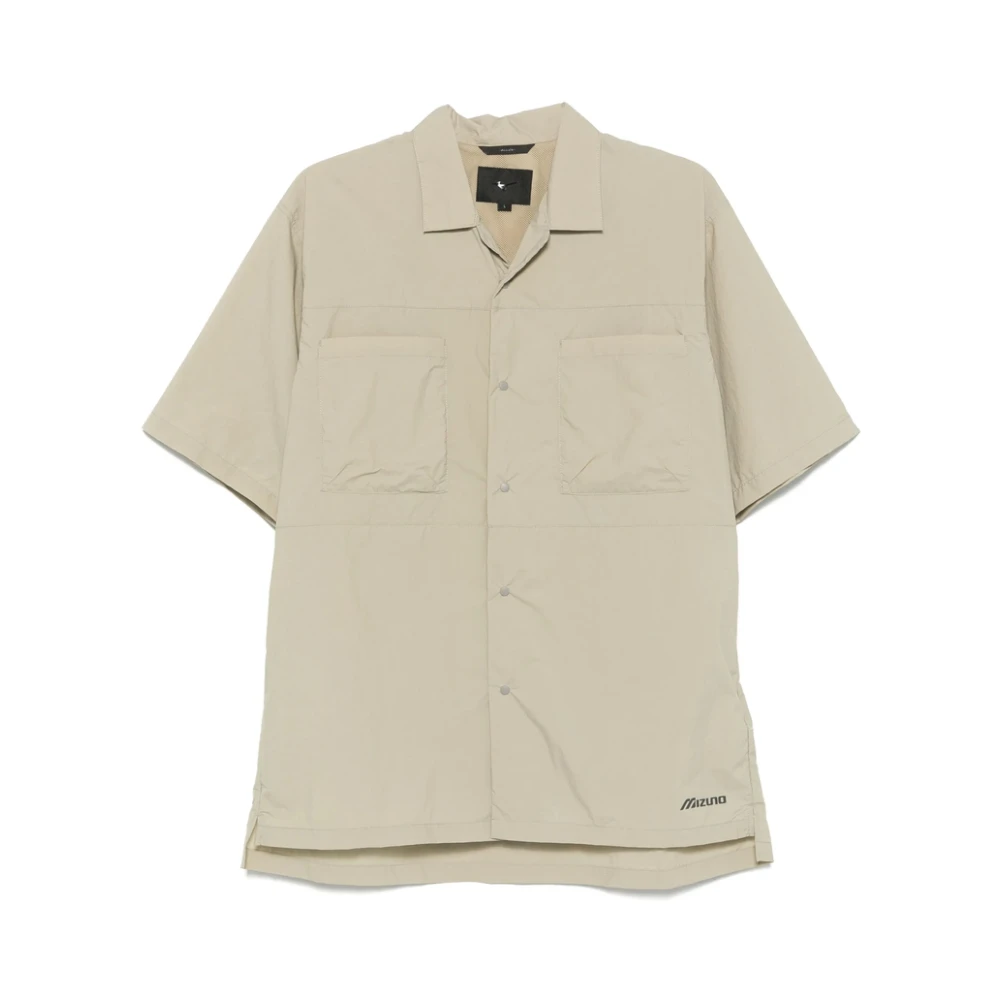Mizuno Beige Camp Kraag Korte Mouw Overhemd Gray Heren