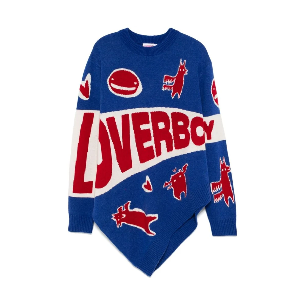 Loverboy by Charles Jeffrey Gebreide Trui met Patroon Blue Heren