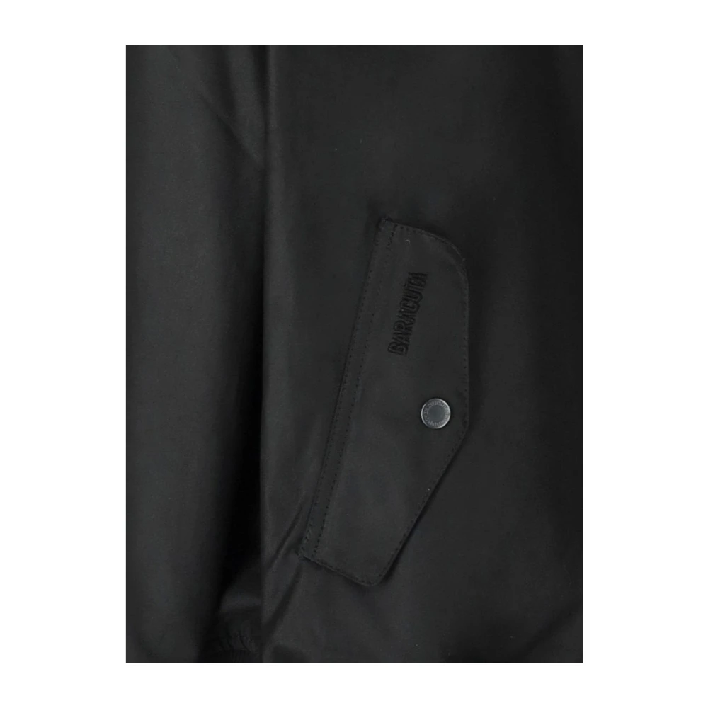 Baracuta Zwarte gewaxte jas met geribbelde textuur Black Heren